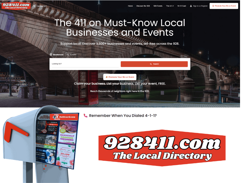928411.com is the local directory for the 928.  List your event or business , free. 